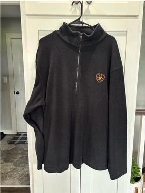 Ariat Mens Black Quarter-Zip Fleece Pullover XL Embroidered Logo Sweater